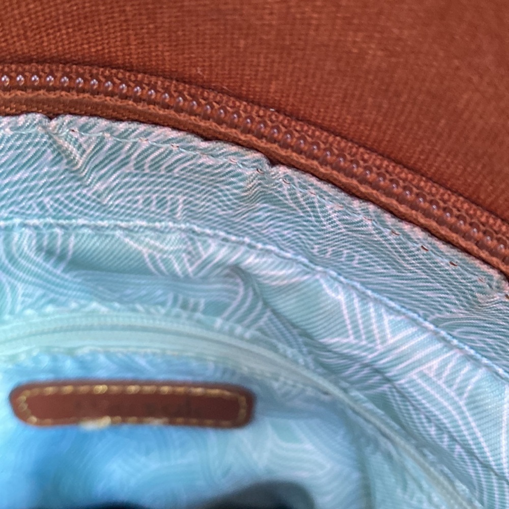 Embossed Tan Leather Backpack - Picture 6 of 6